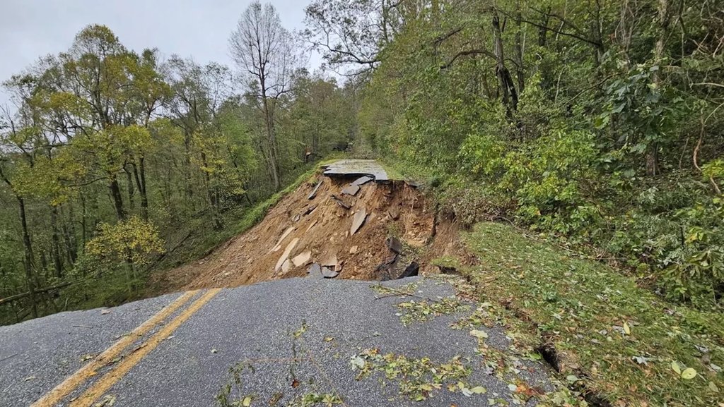 Blue Ridge Parkway uzavřen kvůli hurikánu Helene